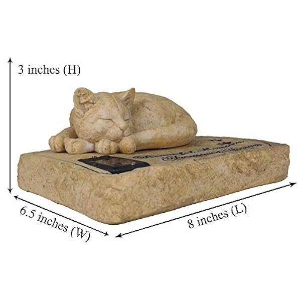 JSYS Solar Cat Memorial Stones met 3D slapende kat op de bovenkant, Auto Glow at Night Pet Memorial Stenen Graf Markers voor Kat, Sympathie Kat Memorial Cadeaus, 8 "x6.5"x3"